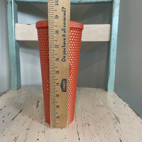 Starbucks Pearl Bling Fall Orange Studded Venti Tumbler Cup Glossy No Straw - Picture 2 of 6